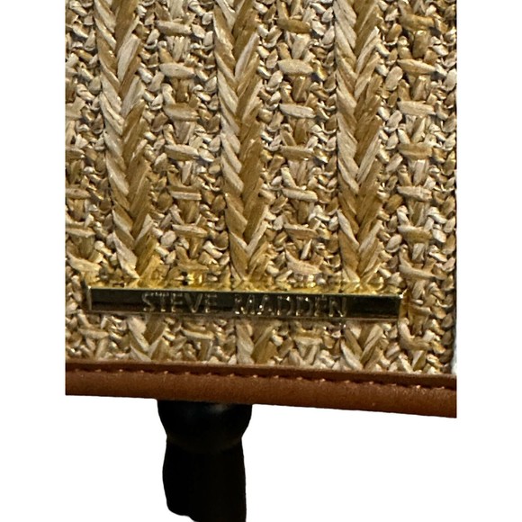 Steve Madden Cognac BWEBBER Straw Satchel Hand Bag Tik Tok Crossbody Bag NWT - Picture 5 of 16